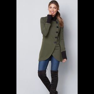 Knit Asymmetrical Button Front Jacket